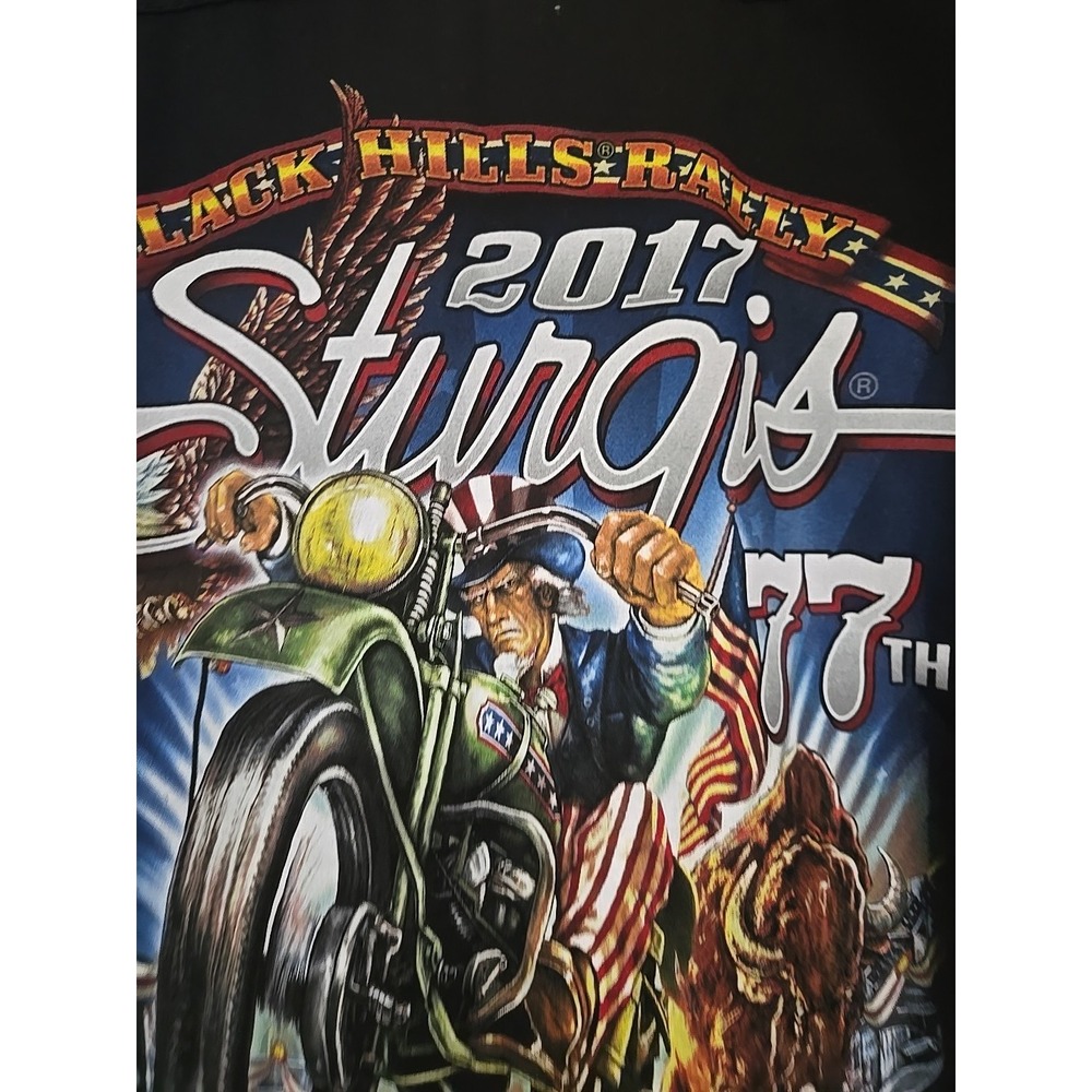 Sturgis 2017 Black Hills Rally 77th Anniversary Sleeveless Biker Shirt Black XL - Picture 11 of 16